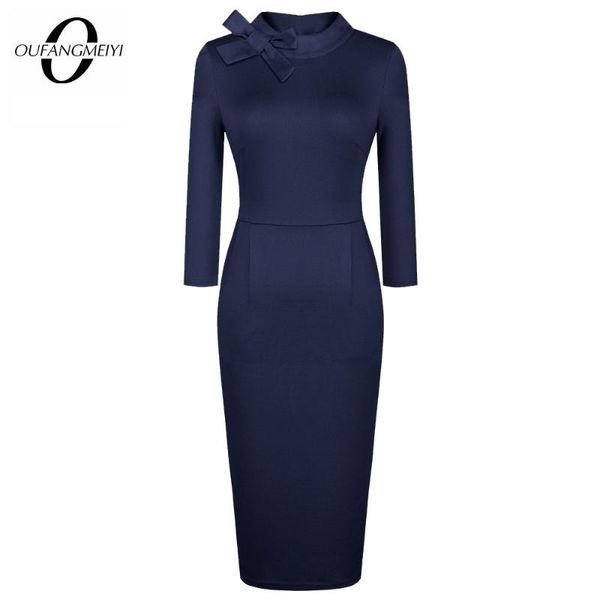 women elegant classic bow neck solid color office lady morden fitted bodycon pencil dress eb602, Black;gray
women elegant classic bow neck solid color office lady morden fitted bodycon pencil dress eb602, Black;gray