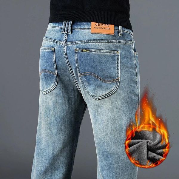 men's jeans fitted straight slim winter brand clothing retro style fleece thick and comfortable warm cotton stretch denim, Blue
men's jeans fitted straight slim winter brand clothing retro style fleece thick and comfortable warm cotton stretch denim, Blue