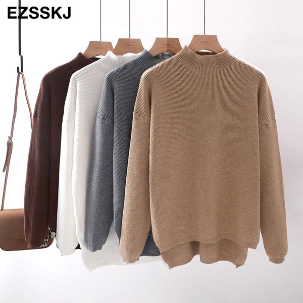 korean style loose sweater women pullover casual half turtleneck long sleeve oversized knit sweater female jumpers split solid t200101, White;black
korean style loose sweater women pullover casual half turtleneck long sleeve oversized knit sweater female jumpers split solid t200101, White;black
