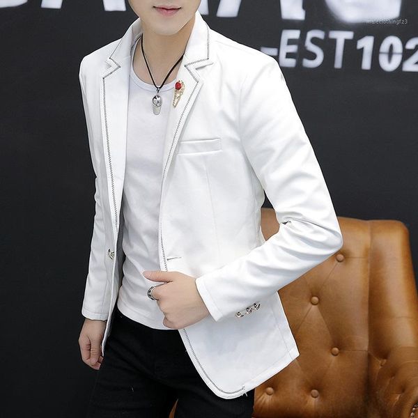 men's suits & blazers 2021 men's fashion handsome leather suit youth casual single button pu blazer1, White;black
men's suits & blazers 2021 men's fashion handsome leather suit youth casual single button pu blazer1, White;black