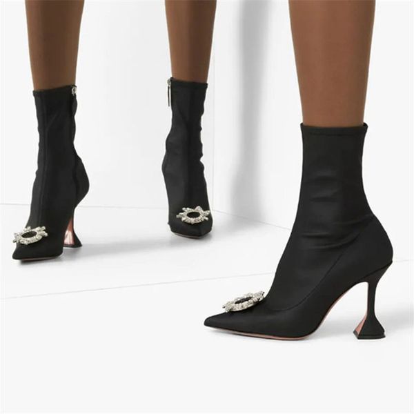 2021 weird high heels half ankle boots stiletto stretch woman glass street shoes to female booties wq71, Black
2021 weird high heels half ankle boots stiletto stretch woman glass street shoes to female booties wq71, Black