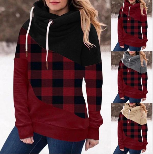 women designer clothes long sleeves plaid hooded sweatershirt pullover hoodie fashion patchwork color casual sports sweater e111604, Black
women designer clothes long sleeves plaid hooded sweatershirt pullover hoodie fashion patchwork color casual sports sweater e111604, Black