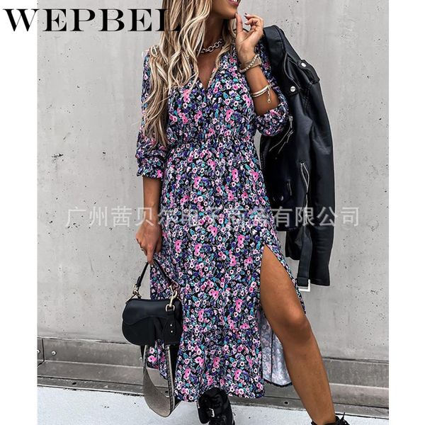 women autumn summer elegant floral print long dress casual ladies loose half sleeve v neck split maxi dress q1210, Black;gray
women autumn summer elegant floral print long dress casual ladies loose half sleeve v neck split maxi dress q1210, Black;gray