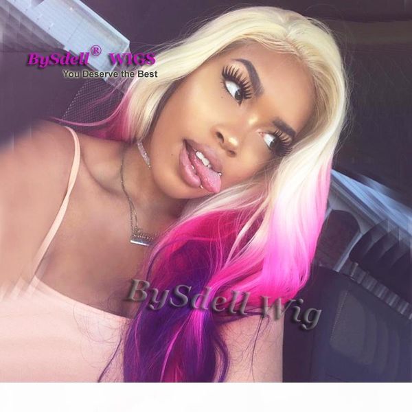 loose wave blonde ombre rose pink to black purple color lace front wig heat resistant glueless lace front wigs for dark skin women
loose wave blonde ombre rose pink to black purple color lace front wig heat resistant glueless lace front wigs for dark skin women