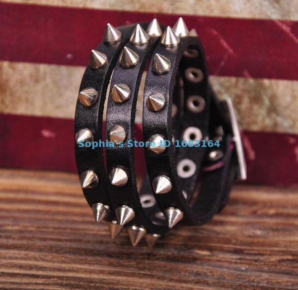 black rock r&b sharp studs triple wrap g119 leather wristband bracelet cuff mens 9wdg#, White
black rock r&b sharp studs triple wrap g119 leather wristband bracelet cuff mens 9wdg#, White