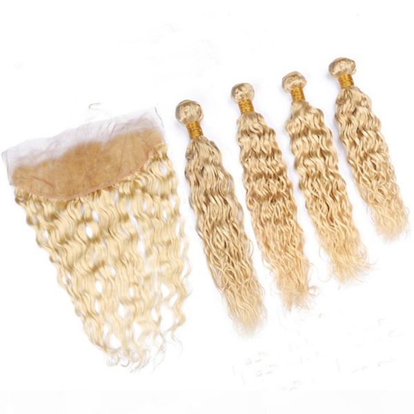 wet and wavy #613 blonde indian virgin hair weaves 4bundles with 13x4 lace frontal closure 5pcs lot water wave blonde human hair wefts, Black;brown
wet and wavy #613 blonde indian virgin hair weaves 4bundles with 13x4 lace frontal closure 5pcs lot water wave blonde human hair wefts, Black;brown