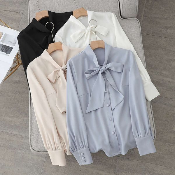 spring new bow tie women's long sleeve shirt satin ribbon profsional temperament fashion commuter top, White
spring new bow tie women's long sleeve shirt satin ribbon profsional temperament fashion commuter top, White