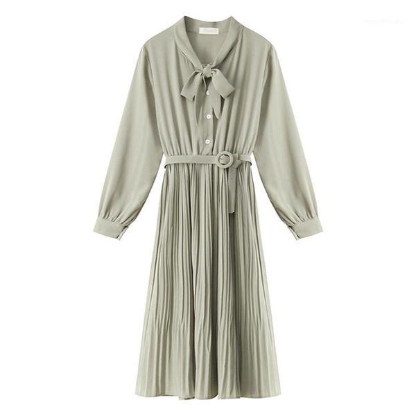 casual dresses chiffon pleated dress women long sleeve high waist slim party korean loose o neck bow midi ladies1, Black;gray
casual dresses chiffon pleated dress women long sleeve high waist slim party korean loose o neck bow midi ladies1, Black;gray