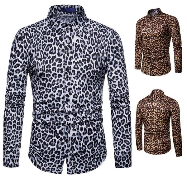 men's casual shirts mens nightclub leopard print shirt long sleeve male social party chemise homme dress, White;black
men's casual shirts mens nightclub leopard print shirt long sleeve male social party chemise homme dress, White;black