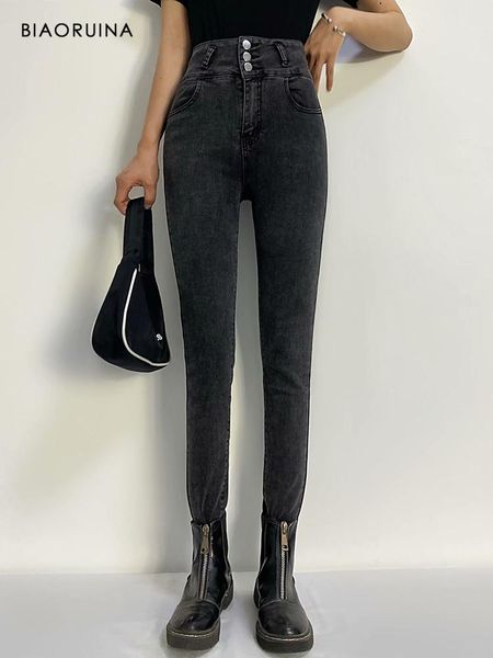 women's jeans biaoruina washing bleached skinny stretchy pencil velvet liner female three button high waist fashion winter, Blue
women's jeans biaoruina washing bleached skinny stretchy pencil velvet liner female three button high waist fashion winter, Blue