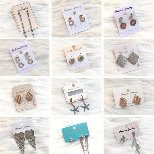 100pcs white color paper different design colorful earrings/ear stud card jewelry display hang tag label printing
100pcs white color paper different design colorful earrings/ear stud card jewelry display hang tag label printing