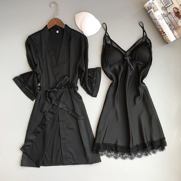 kancoold women's pajamas ladies summer wireless rimless lace pajamas nightdress silk satin kimono robe sleepwear 2pc suit1, Black;red
kancoold women's pajamas ladies summer wireless rimless lace pajamas nightdress silk satin kimono robe sleepwear 2pc suit1, Black;red