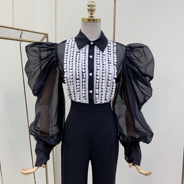 2021 new new arrival runway female spring rents hollow mesh out of the desgin shirts elegant ladies blouse lantern pnyj, White
2021 new new arrival runway female spring rents hollow mesh out of the desgin shirts elegant ladies blouse lantern pnyj, White