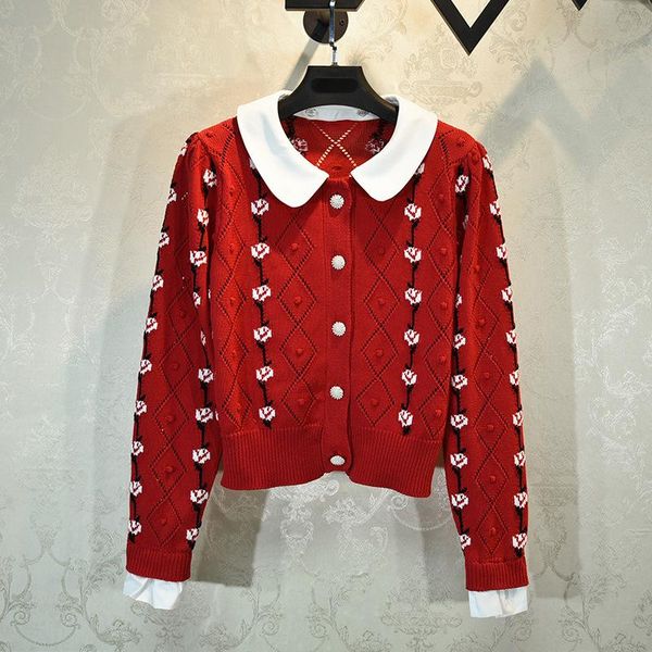 2020 autumn and winter women new short knitted small cardigan sweet elegant new year's red sweater coat, White
2020 autumn and winter women new short knitted small cardigan sweet elegant new year's red sweater coat, White