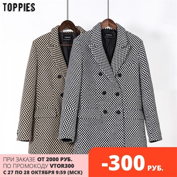 ies vintage houndstooth woolen jacket double breasted long coat women outwear winter clothes 201030, Black
ies vintage houndstooth woolen jacket double breasted long coat women outwear winter clothes 201030, Black