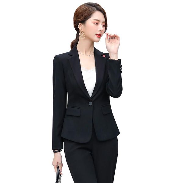women's two piece pants gray black classic women formal pant suit ladies work business wear pieces set blazer with trousers, White
women's two piece pants gray black classic women formal pant suit ladies work business wear pieces set blazer with trousers, White
