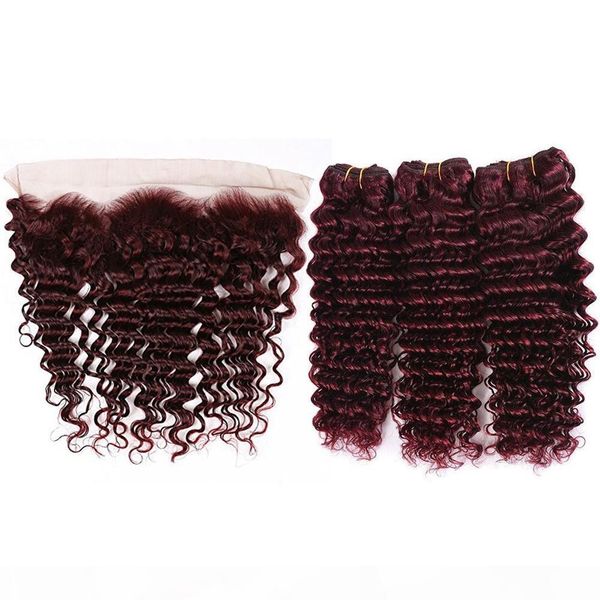 wine red peruvian human hair 3bundles with frontal closure deep wave curly #99j burgundy virgin hair weaves with full lace frontal 13x4, Black;brown
wine red peruvian human hair 3bundles with frontal closure deep wave curly #99j burgundy virgin hair weaves with full lace frontal 13x4, Black;brown