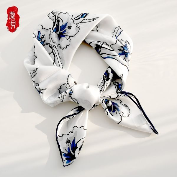 white natural silk scarf printed magnolia for women 100% real silk soft 65cm medium square wrap shawl gift for lady y201024, Blue;gray
white natural silk scarf printed magnolia for women 100% real silk soft 65cm medium square wrap shawl gift for lady y201024, Blue;gray