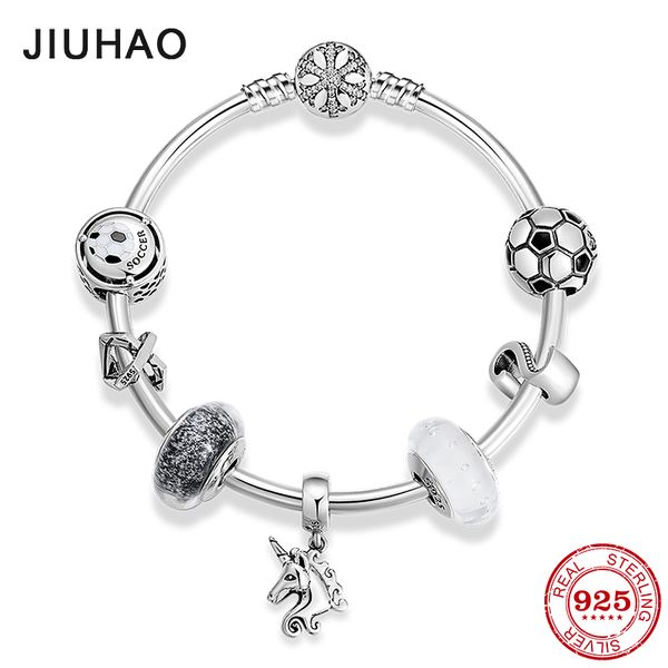 925 sterling silver sports football charms bracelet horse beads dazzling murano glass round chain bangles for women diy jewelry q1201, Black
925 sterling silver sports football charms bracelet horse beads dazzling murano glass round chain bangles for women diy jewelry q1201, Black