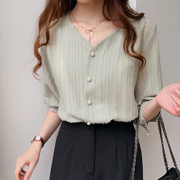 female casual v collar summer blouse 2019 fashion summer womens chiffon blouses drop shipping good quality, White
female casual v collar summer blouse 2019 fashion summer womens chiffon blouses drop shipping good quality, White
