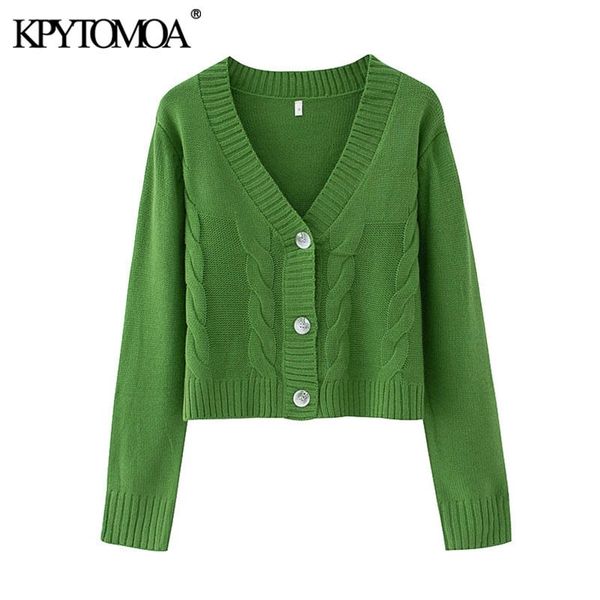 kpytomoa women fashion button-up cropped knitted cardigan sweater vintage v neck long sleeve female outerwear chic y200915, White;black
kpytomoa women fashion button-up cropped knitted cardigan sweater vintage v neck long sleeve female outerwear chic y200915, White;black