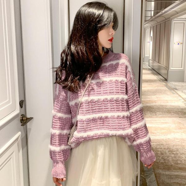 women's sweaters striped sweater loose long-sleeved round collar casual knitted upper garment cloth 1, White;black
women's sweaters striped sweater loose long-sleeved round collar casual knitted upper garment cloth 1, White;black