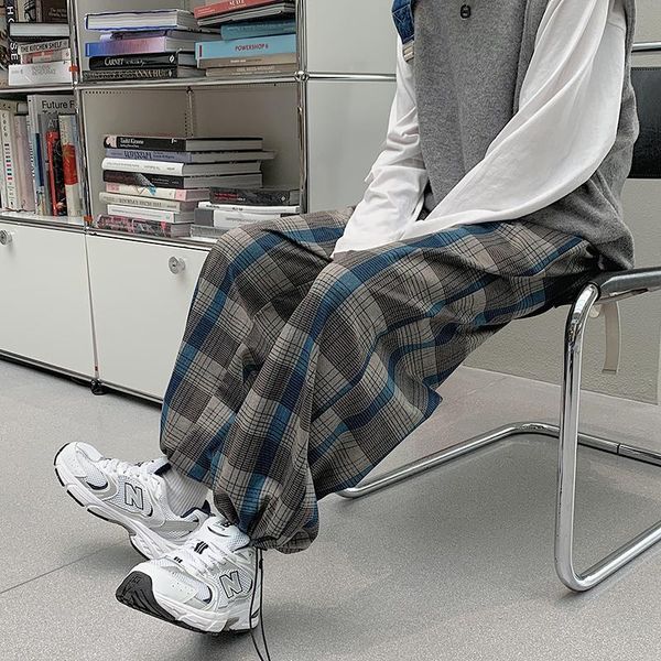 kpop plaid drawstring retro trousers check oversized straight men's loose pants washed relaxed baggy casual bottoms pbjbc, Black
kpop plaid drawstring retro trousers check oversized straight men's loose pants washed relaxed baggy casual bottoms pbjbc, Black