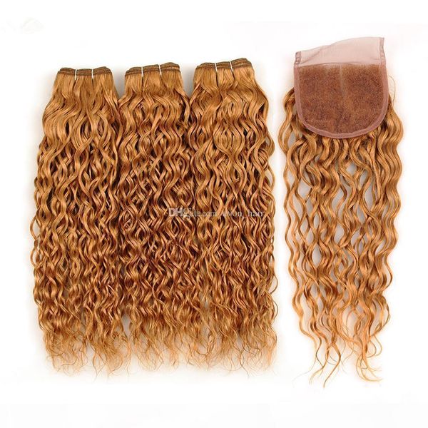 colored 27 water wave hair 3bundles with closure 4x4 strawberry blonde 27 wet wavy hair weft extensions with closure 4x4, Black;brown 
colored 27 water wave hair 3bundles with closure 4x4 strawberry blonde 27 wet wavy hair weft extensions with closure 4x4, Black;brown
