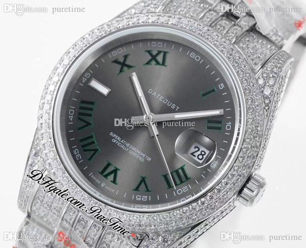 2021 twf 41 date just fully iced pave diamond gray green roman dial a3255 automatic mens watch diamond bracelet edition puretime i9, Slivery;brown
2021 twf 41 date just fully iced pave diamond gray green roman dial a3255 automatic mens watch diamond bracelet edition puretime i9, Slivery;brown