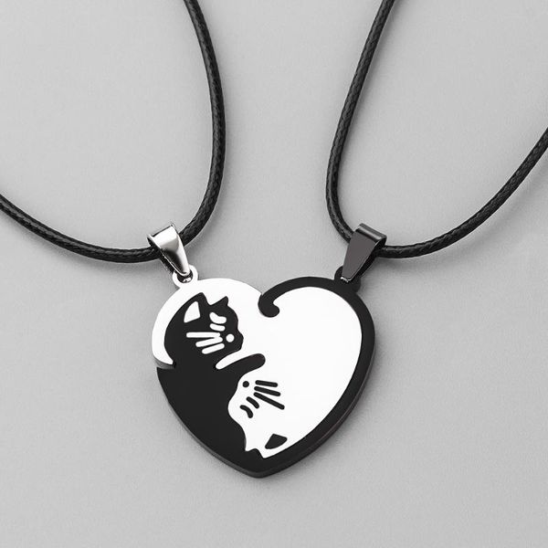 pendant necklaces heart-shaped small cat hug love necklace black white stitching simple valentine's jewelry friendship gift, Silver
pendant necklaces heart-shaped small cat hug love necklace black white stitching simple valentine's jewelry friendship gift, Silver