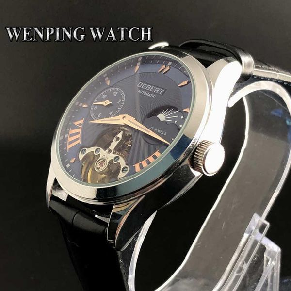 fashion debert 41mm flywheel white dial leather waterproof automatic leisure men's mechanical watch gift, Slivery;brown
fashion debert 41mm flywheel white dial leather waterproof automatic leisure men's mechanical watch gift, Slivery;brown