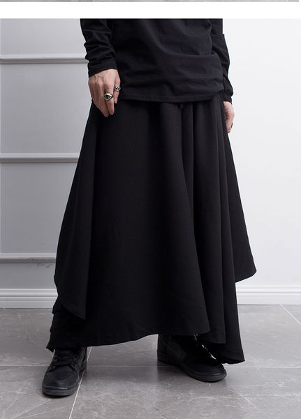 cлотфики модные мужчины черный летний хип-хмель японская тенденция персональ сцена спектакля девять точечных брюк свободные широкие штаны др, Black