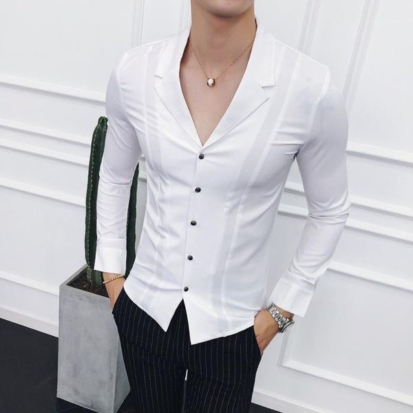 tide brand fashion suit collar men's shirt 2020 new england business casual shirt solid color slim party club long-sleeved1, White;black
tide brand fashion suit collar men's shirt 2020 new england business casual shirt solid color slim party club long-sleeved1, White;black