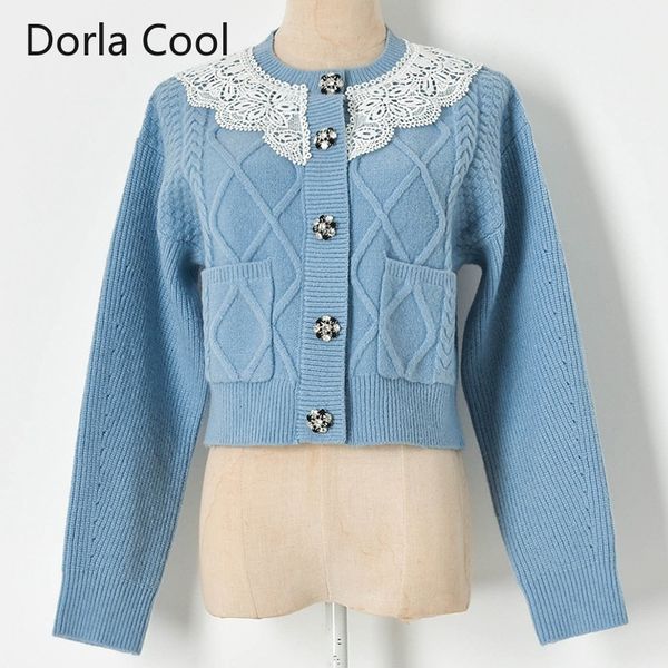 high female quality sweet cardigans mesh short lace shredded pockets double luxury buttons 2021 spring sweaters 6euk, White;black
high female quality sweet cardigans mesh short lace shredded pockets double luxury buttons 2021 spring sweaters 6euk, White;black