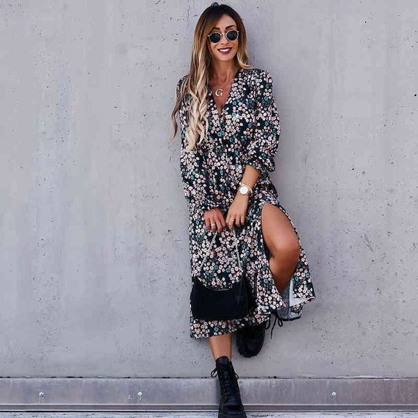 summer womens dress v-neck long floral print for long sleeve split maxi party dresses female boho elegant vestidos, Black;gray
summer womens dress v-neck long floral print for long sleeve split maxi party dresses female boho elegant vestidos, Black;gray