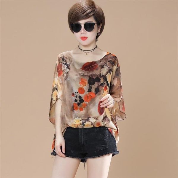 women loose style summer beach chiffon blouses shirts lady casual short batwing sleeve printed blusas df2765, White
women loose style summer beach chiffon blouses shirts lady casual short batwing sleeve printed blusas df2765, White