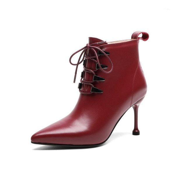 boots genuine leather short ladies woman autumn winter warm high heels women metal decoration lace up ankle1, Black
boots genuine leather short ladies woman autumn winter warm high heels women metal decoration lace up ankle1, Black
