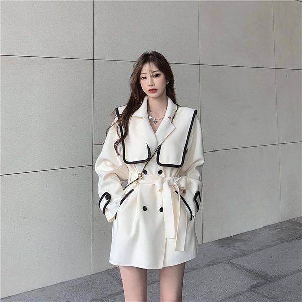 fall/winter women elegant mid-length tweed jacket fashion double breast belt waisted coat color contrast long sleeve outwear, Black;brown
fall/winter women elegant mid-length tweed jacket fashion double breast belt waisted coat color contrast long sleeve outwear, Black;brown