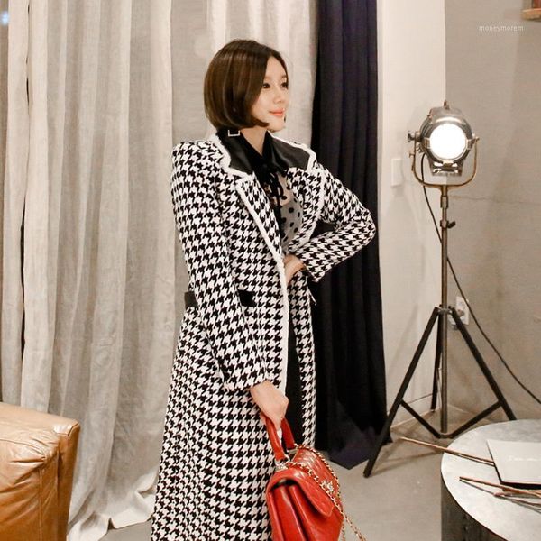 women's wool & blends fashion winter long section houndstooth coat women woman plaid coats jacket1, Black
women's wool & blends fashion winter long section houndstooth coat women woman plaid coats jacket1, Black