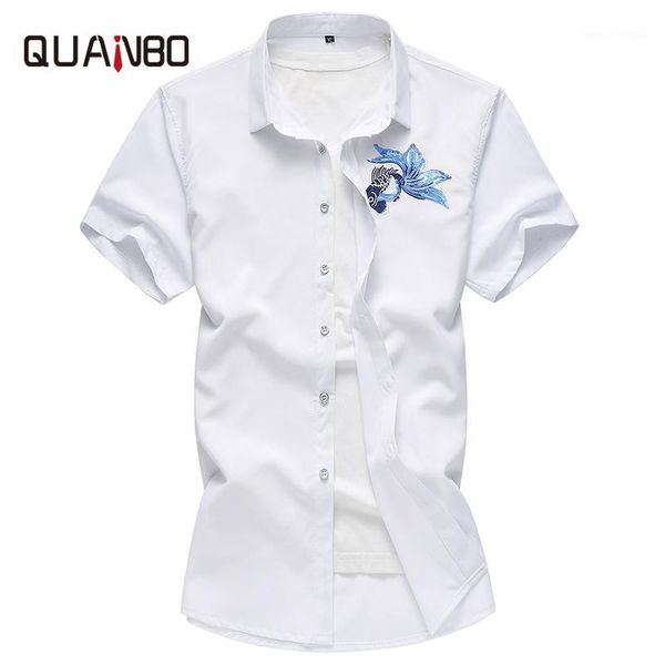 men's casual shirts quanbo 2021 youth mens embroidery whale solid color short sleeve shirt men summer big size 5xl 6xl 7xl 0.1, White;black
men's casual shirts quanbo 2021 youth mens embroidery whale solid color short sleeve shirt men summer big size 5xl 6xl 7xl 0.1, White;black