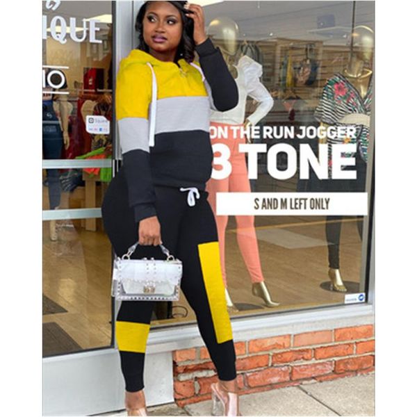 ladies splicing contrast color sets fashion trend long sleeve hooded sweatshirt pants suits designer female autumn casual loose tracksuits, Gray
ladies splicing contrast color sets fashion trend long sleeve hooded sweatshirt pants suits designer female autumn casual loose tracksuits, Gray