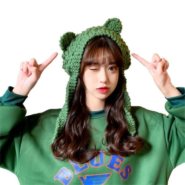 Korean Women Autumn Cute Cat Ears Knitted Skullies Beanie Hat Bright Solid Color Chunky Crochet Harajuku Outdoor Windproof Earfl, Blue;gray
Korean Women Autumn Cute Cat Ears Knitted Skullies Beanie Hat Bright Solid Color Chunky Crochet Harajuku Outdoor Windproof Earfl, Blue;gray
