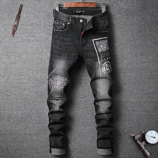2021 new black-colored streetwear designer jeans ripped hip pants cmle, Blue
2021 new black-colored streetwear designer jeans ripped hip pants cmle, Blue