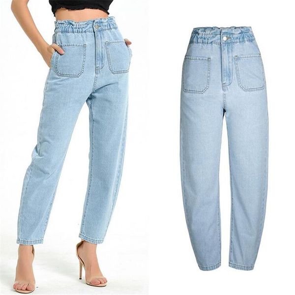 women's jeans high rise loose harem pants elastic waist denim jean women`s trousers multi-pocket 100% cotton woman office leisure, Blue
women's jeans high rise loose harem pants elastic waist denim jean women`s trousers multi-pocket 100% cotton woman office leisure, Blue