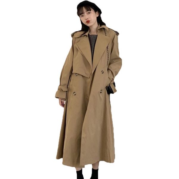 women's trench coats 2021 spring autumn double breasted women loose british style plus size long windbreaker coat female overcoats, Tan;black
women's trench coats 2021 spring autumn double breasted women loose british style plus size long windbreaker coat female overcoats, Tan;black