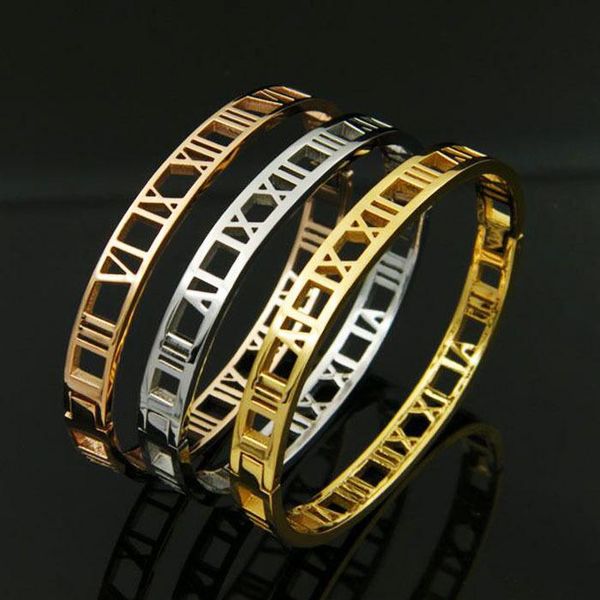 exquisite titanium steel narrow version roman numerals hollow snap bangles fashion stainless steel jewelry women's bracelets, Black
exquisite titanium steel narrow version roman numerals hollow snap bangles fashion stainless steel jewelry women's bracelets, Black