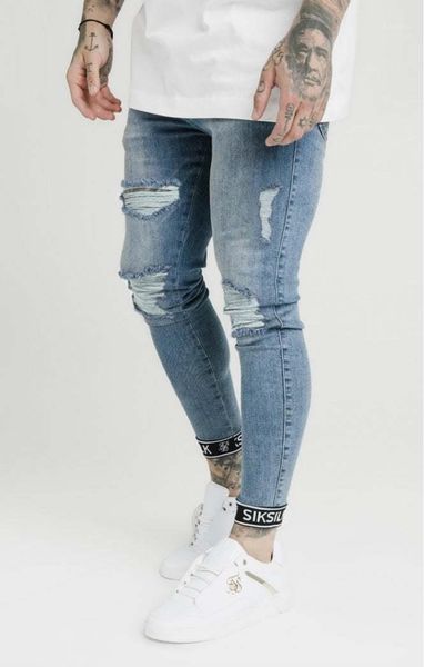siksilk skinny fit cuff denim blue men's jeans1