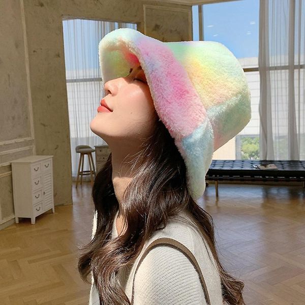 wide brim hats women winter rainbow colors fluffy plush bucket hat ladies warm faux fur fisherman cap, Blue;gray
wide brim hats women winter rainbow colors fluffy plush bucket hat ladies warm faux fur fisherman cap, Blue;gray