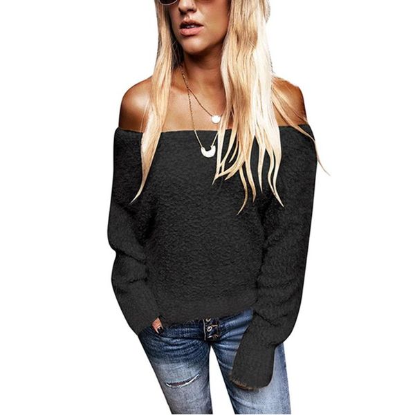 women's sweaters autumn and spring long sleeve off the shoulder knit sweater, plain jumper 2021, White;black
women's sweaters autumn and spring long sleeve off the shoulder knit sweater, plain jumper 2021, White;black