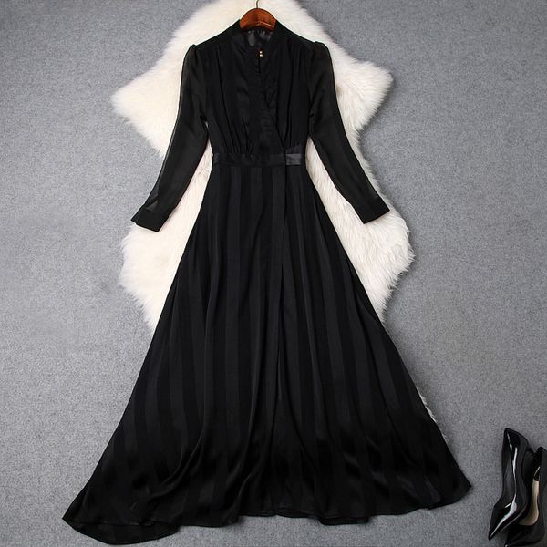 spring luxury long sleeve stand neck pure color with sash long maxi dress fashion casual dresses m18t9584, Black;gray
spring luxury long sleeve stand neck pure color with sash long maxi dress fashion casual dresses m18t9584, Black;gray